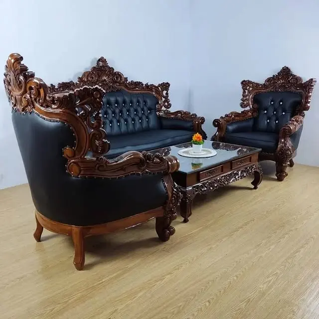 Kursi Tamu Jati Ukiran Romawi Set Meja Kursi Tamu Mewah Klasik Kayu Jati Solid