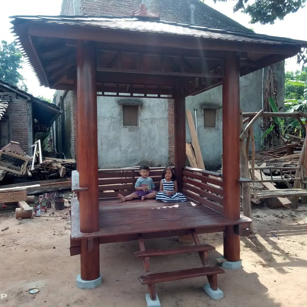 Gazebo Villa estetik - Gazebo Kayu Solid -  Gazebo Unik Natural