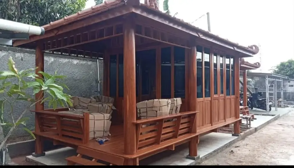 Gazebo Taman Minimalis Kayu Jati – Gazebo Outdoor Rumah & Villa