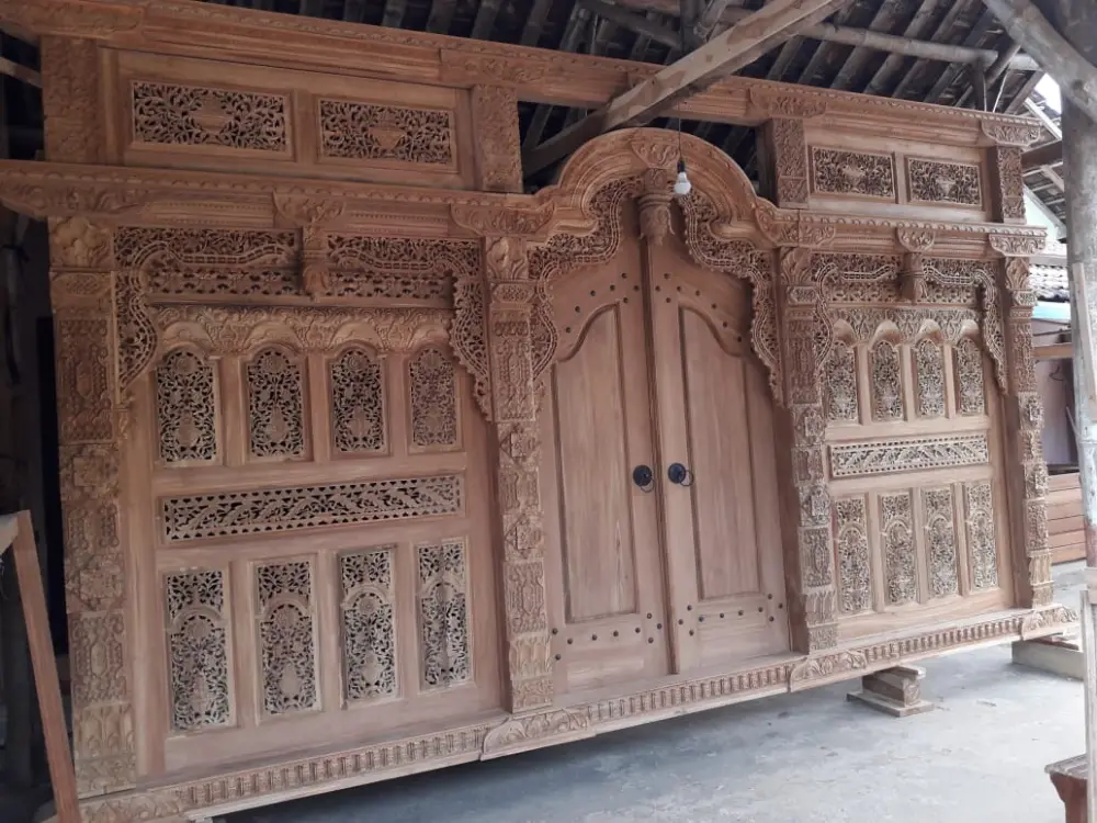 Pintu Gebyok Ukiran Jawa Kayu Jati Asli – Gebyok Jepara Full Ukir Klasik Mewah Pintu Rumah Joglo