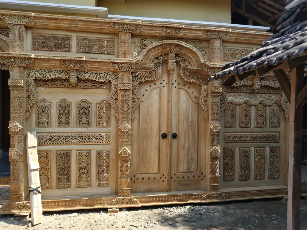 Pintu Gebyok Ukiran Jawa Kayu Jati Asli – Gebyok Jepara Full Ukir Klasik Mewah Pintu Rumah Joglo