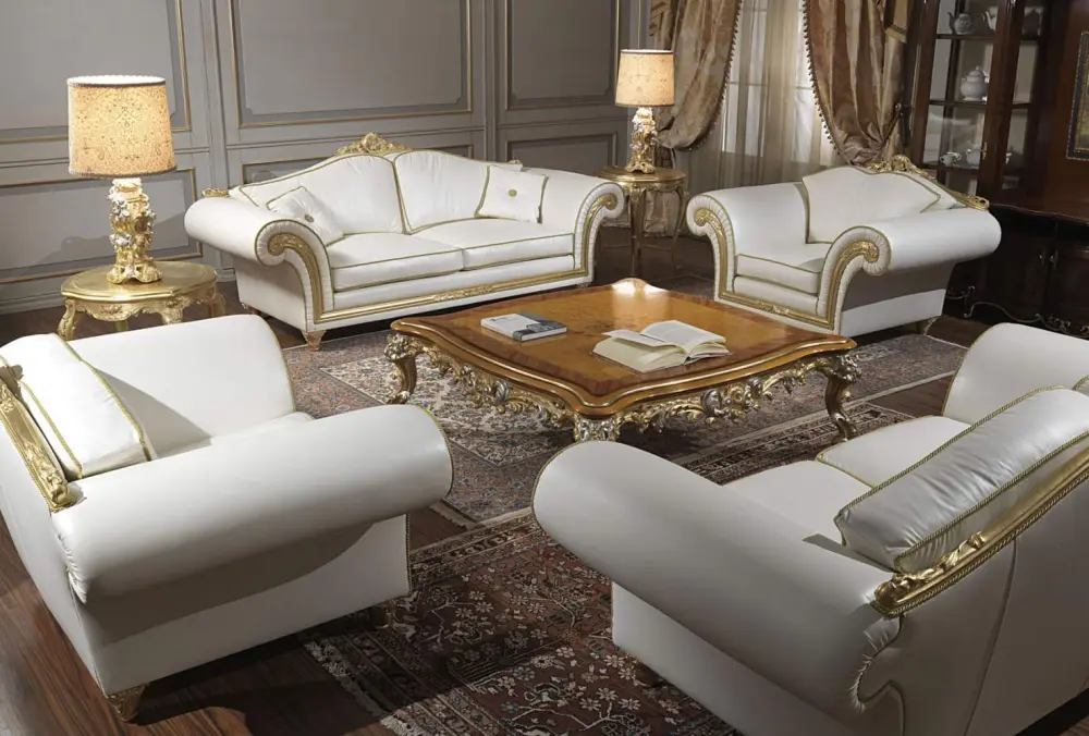 Sofa Tamu Klasik Eropa Mewah Kayu Jati Ukiran Gold – Sofa Royal Luxury Chesterfield Ruang Tamu Sultan Premium
