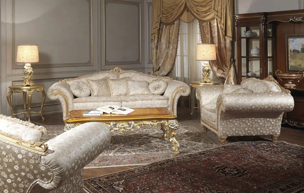 Sofa Tamu Klasik Eropa Mewah Kayu Jati Ukiran Gold – Sofa Royal Luxury Chesterfield Ruang Tamu Sultan Premium