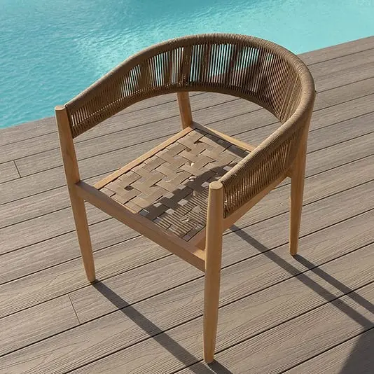 MEJA MAKAN OUTDOOR MINIMALIS SET 8 KURSI – KAYU NATURAL PREMIUM ESTETIK