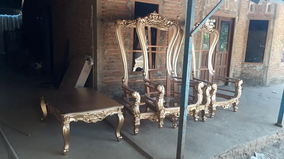 Kursi Teras Syahrini Kayu Mahogany Premium – Mewah, Elegan & Berkelas Sultan