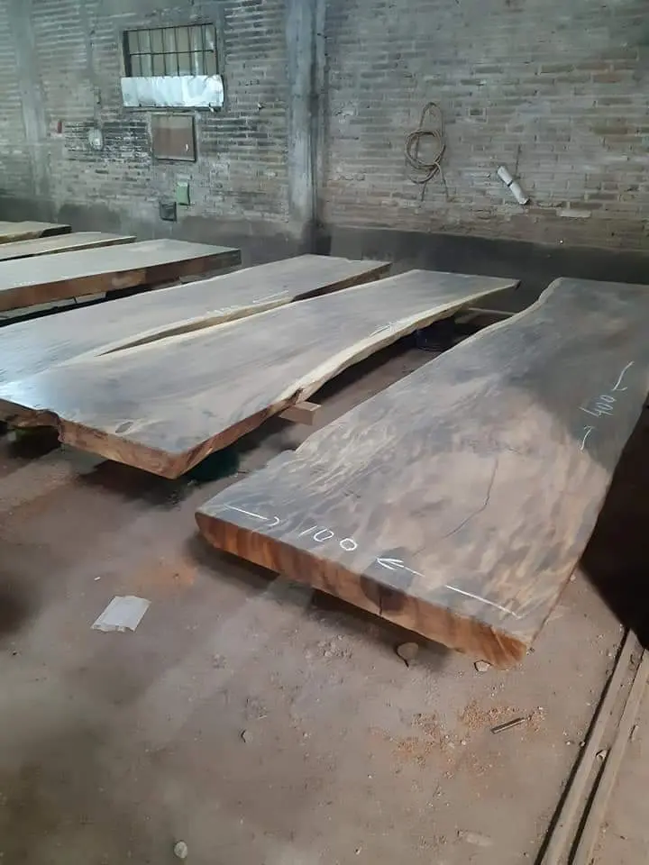 Top Meja Makan -  Meja Kafe Trembesi-  Meja Kayu Alami,- Meja Dining Table Panjang