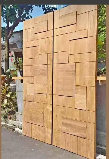 Pintu Kupu Tarung Minimalis Kayu Jati Solid + Kusen – Pintu Utama Double Door Modern Elegan Jepara - Pintu Utama