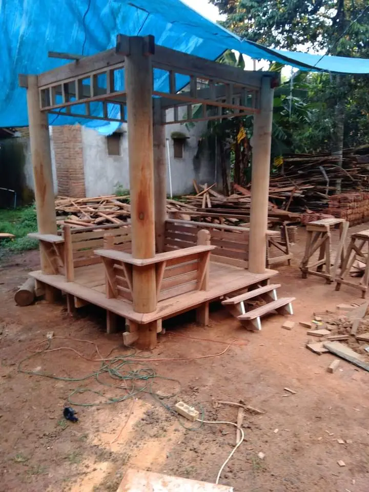 Deskripsi Produk Gazebo Pergola Kayu Kelapa Ukuran 200 x 200 cm