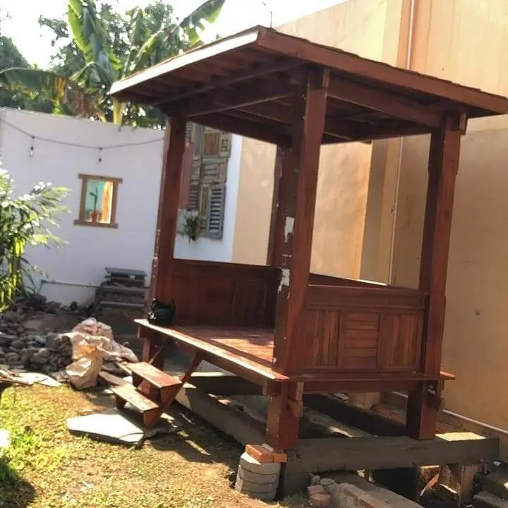 Deskripsi Produk Gazebo Pergola Kayu Kelapa Ukuran 200 x 200 cm
