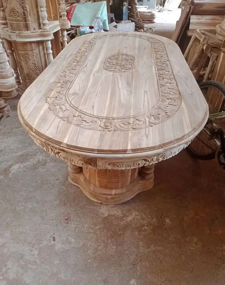 MEJA MAKAN SET UKIR KLASIK MEWAH KAYU JATI PREMIUM