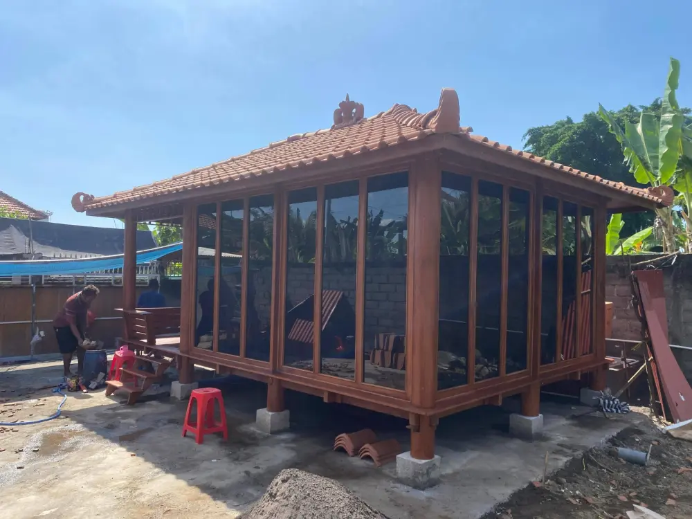Gazebo Minimalis Kayu Jati 3 x 6 Meter – Elegan, Natural & Fungsional