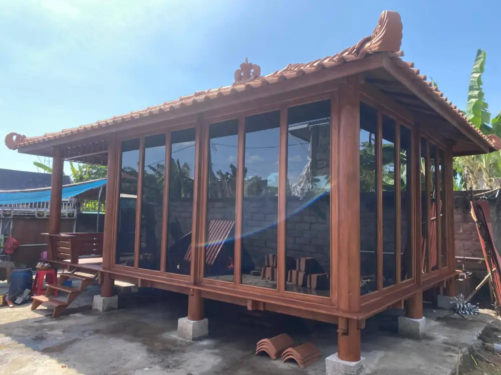 Gazebo Minimalis Kayu Jati 3 x 6 Meter – Elegan, Natural & Fungsional