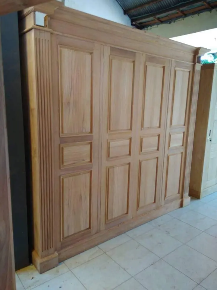 ALMARI 3 PINTU KAYU JATI MINIMALIS PINTU SLIDE