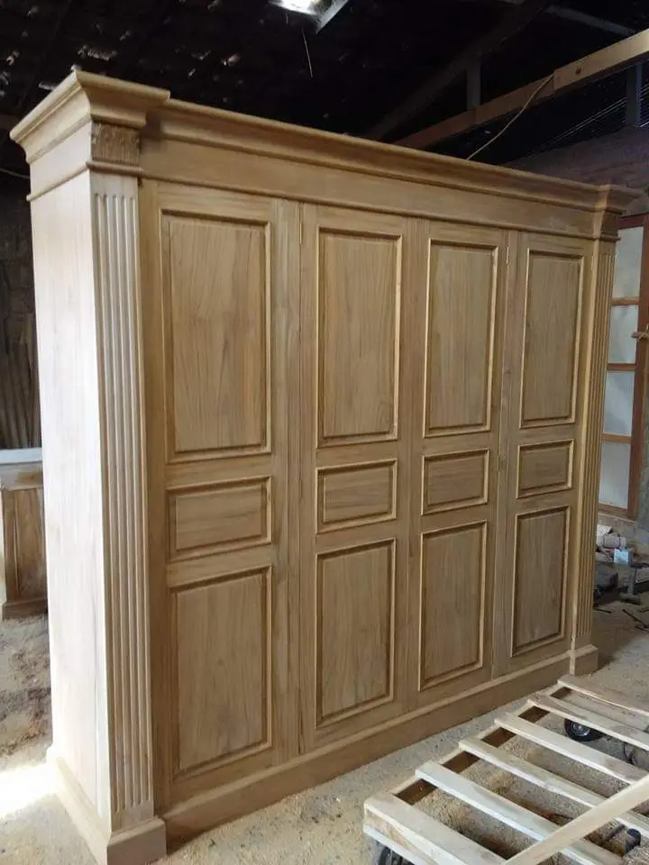 ALMARI 3 PINTU KAYU JATI MINIMALIS PINTU SLIDE