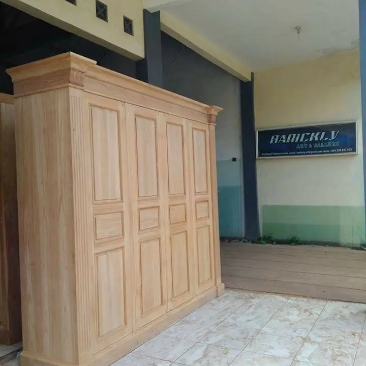 Almari Minimalis Jati 4 Pintu
