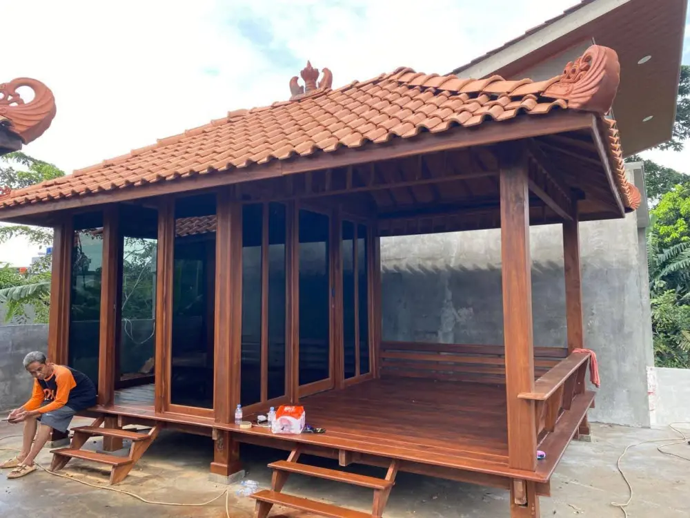 Gazebo Taman Minimalis Kayu Jati – Gazebo Outdoor Rumah & Villa