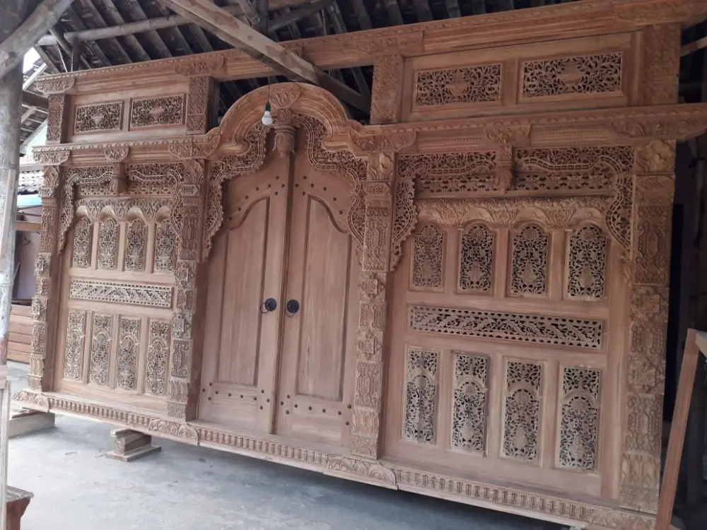 Pintu Gebyok Ukiran Jawa Kayu Jati Asli – Gebyok Jepara Full Ukir Klasik Mewah Pintu Rumah Joglo