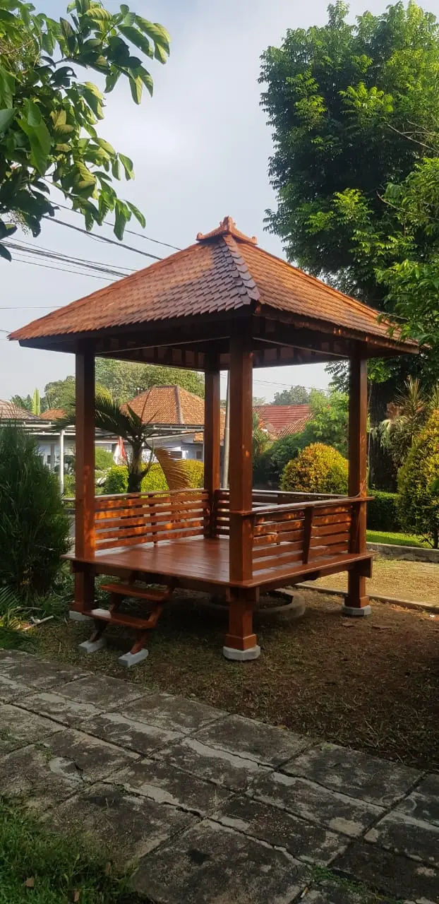 Gazebo Minimalis Jati Jepara – Gazebo Taman / Teras Rumah Elegan