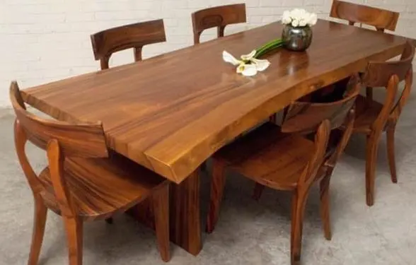 Meja Makan Trembesi Solid Panjang 300 cm – Meja Kayu Utuh Natural Premium Kaki Besi Industrial – Meja Meeting & Dining Table Mewah