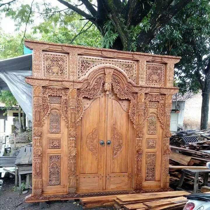 Pintu Gebyok Ukiran Klasik Jawa – Ukuran 300 x 270 cm (Non Finishing) Pintu Gebyok / Gebyok Ukir