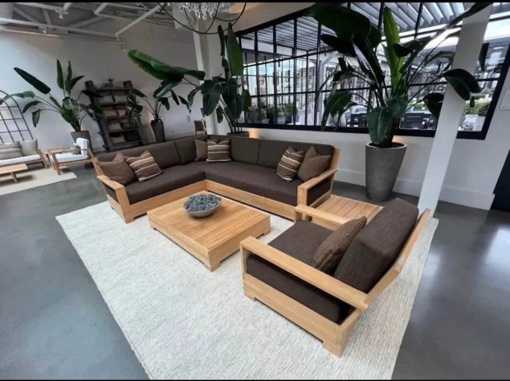Sofa Tamu Minimalis Kayu Natural (Set Lengkap)