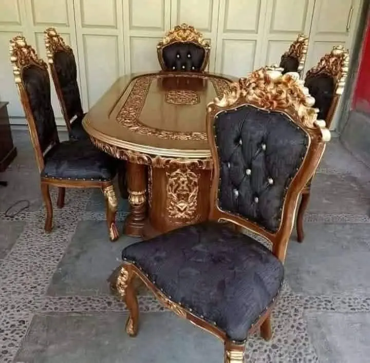 MEJA MAKAN SET UKIR KLASIK MEWAH KAYU JATI PREMIUM